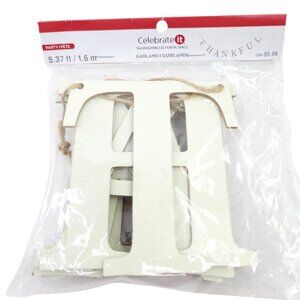 Celebrate it "Thankful" Cream Cut Out Twine Garland Thanksgiving Autumn Decor